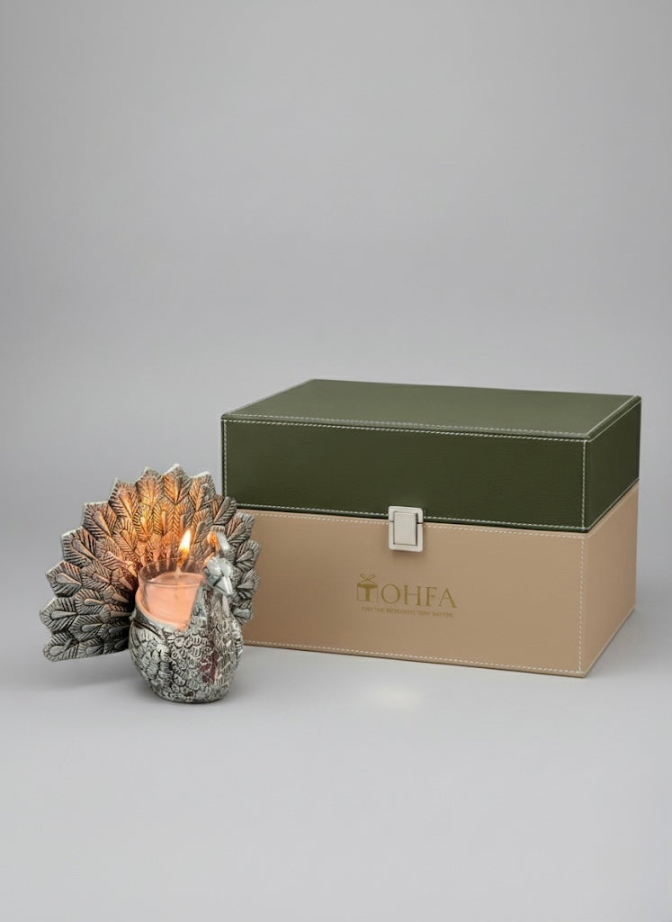 Peacock Glass Candle | Tohfa