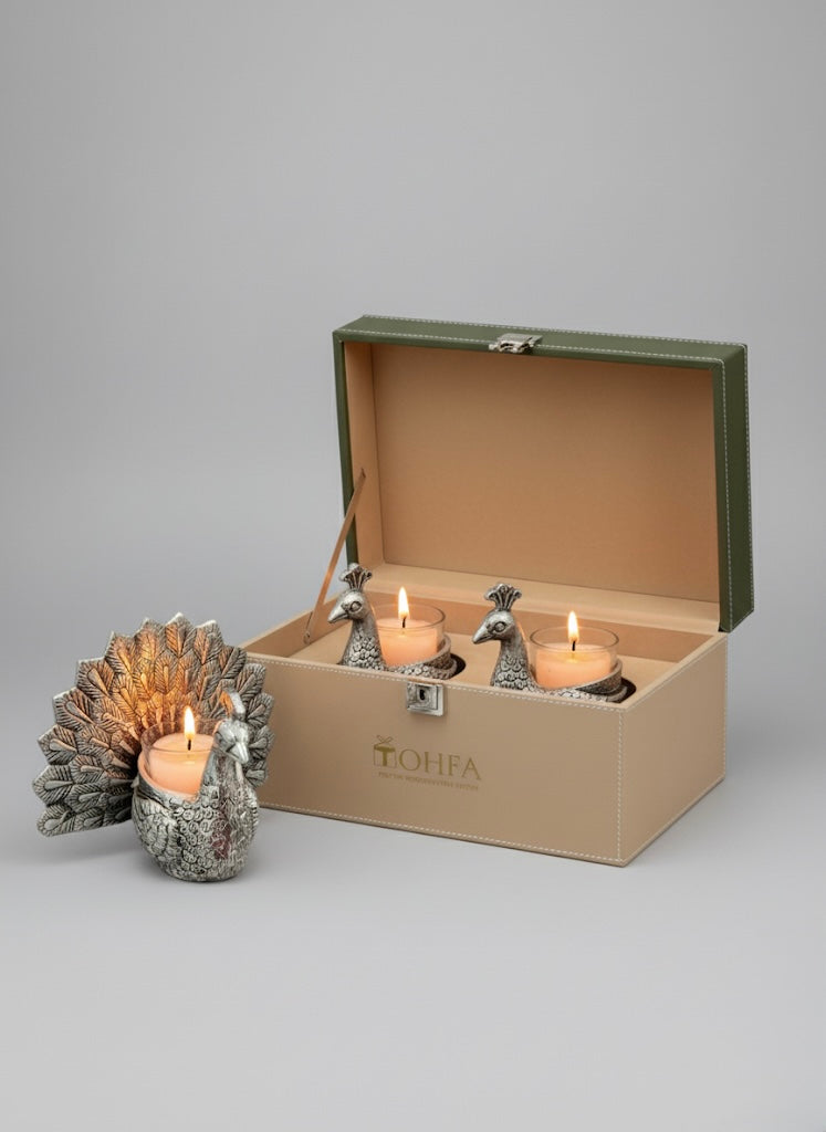 Peacock Glass Candle | Tohfa