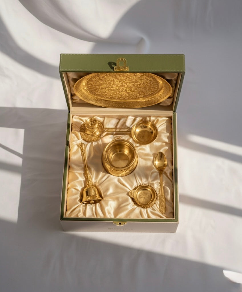 Swastik Pooja Thali Brass Set | Tohfa