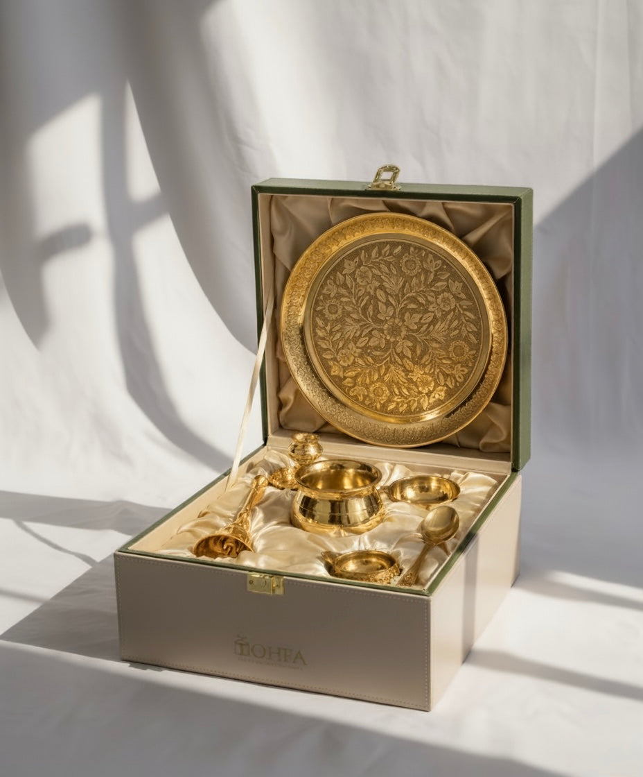Swastik Pooja Thali Brass Set | Tohfa