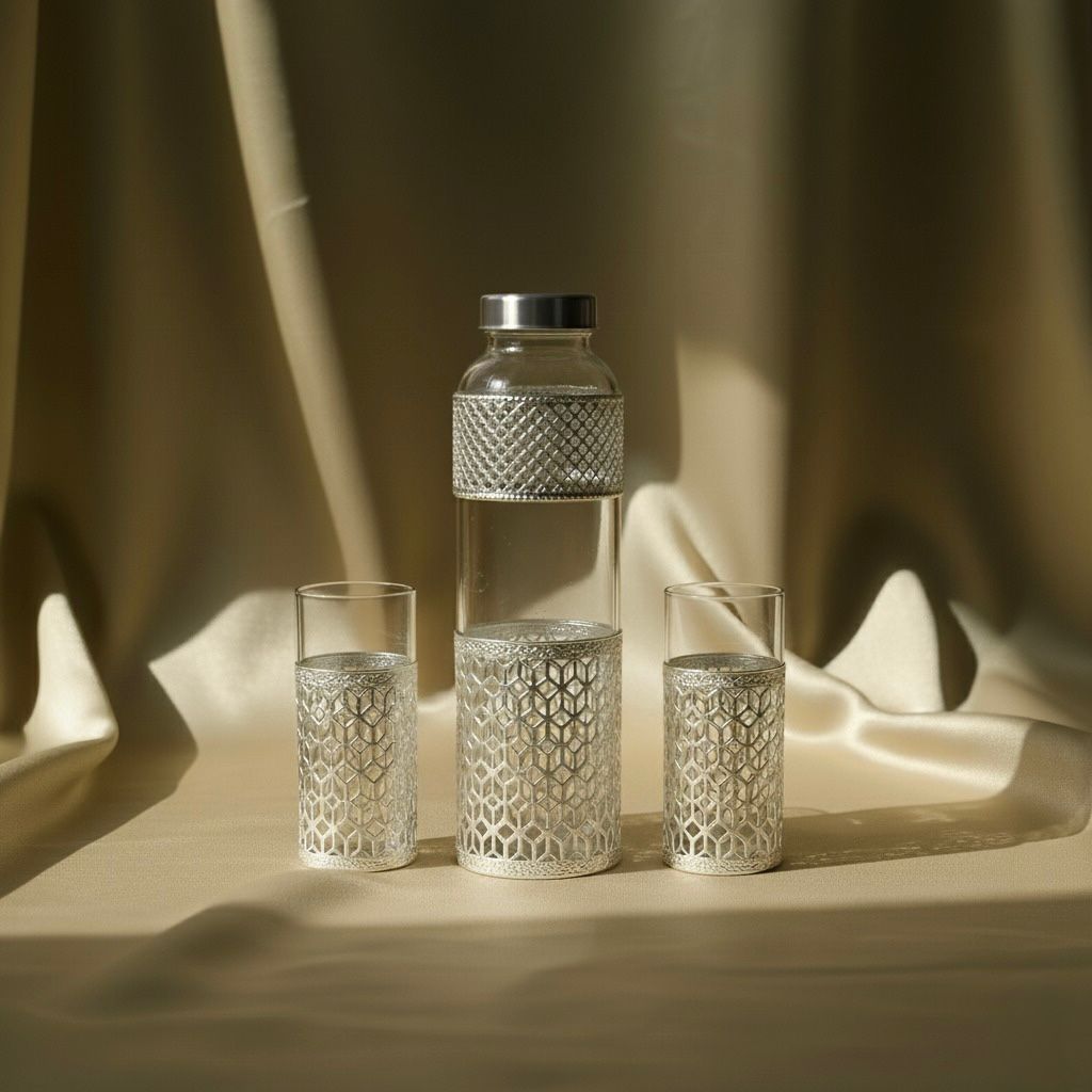 Silver plated Glass Bottle Set | Tohfa